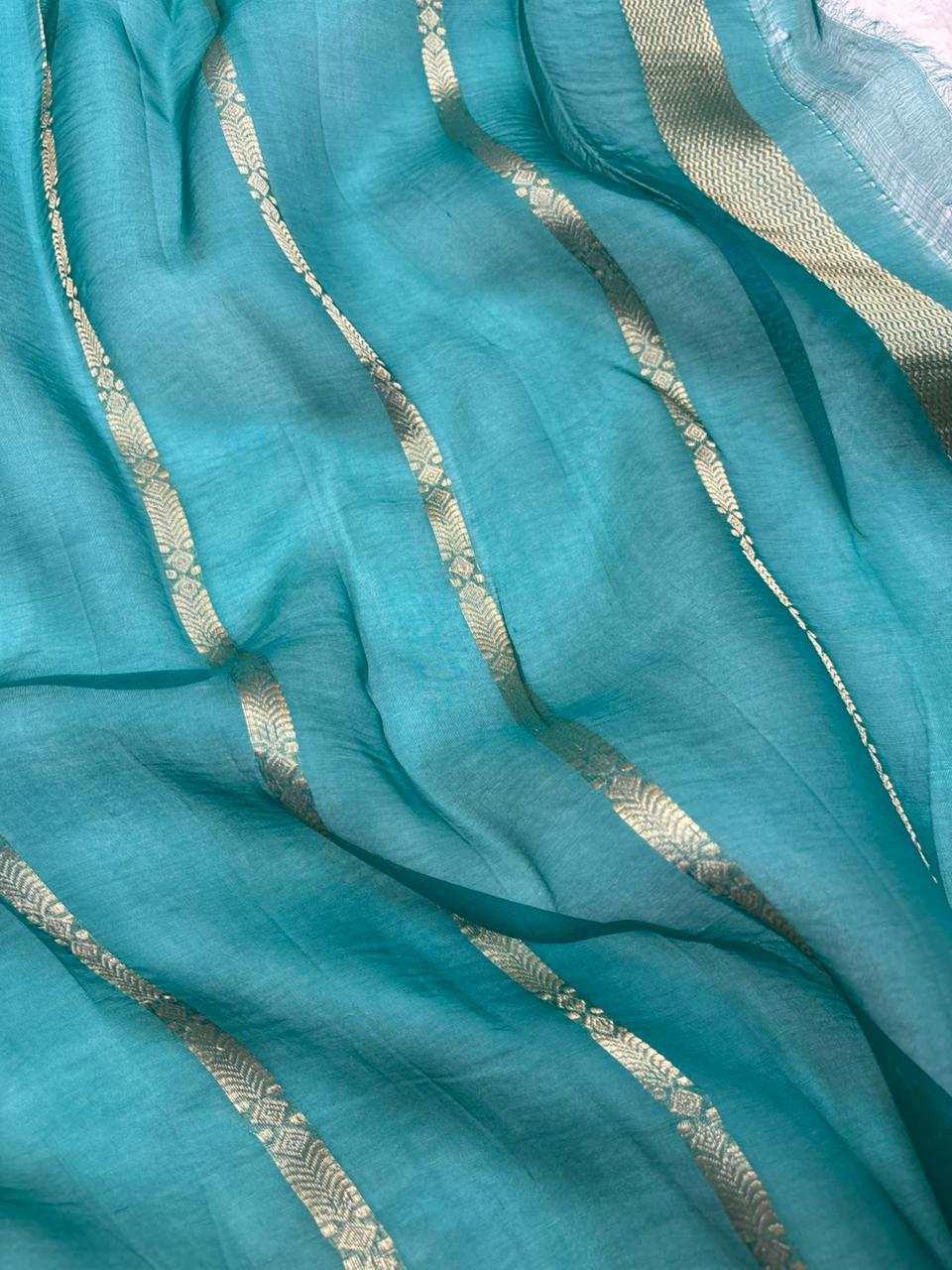 Saree Pure Kora Rangkat Stripe