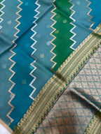 Saree Pure Kora Rangkat Zig-Zag Silver Gold