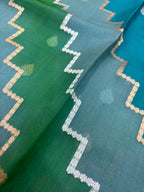 Saree Pure Kora Rangkat Zig-Zag Silver Gold