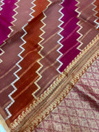 Saree Pure Kora Rangkat Zig-Zag Silver Gold