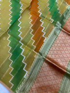 Saree Pure Kora Rangkat Zig-Zag Silver Gold