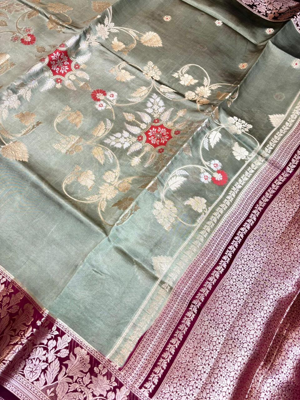 Saree Raw Mango Center Design Meenakari