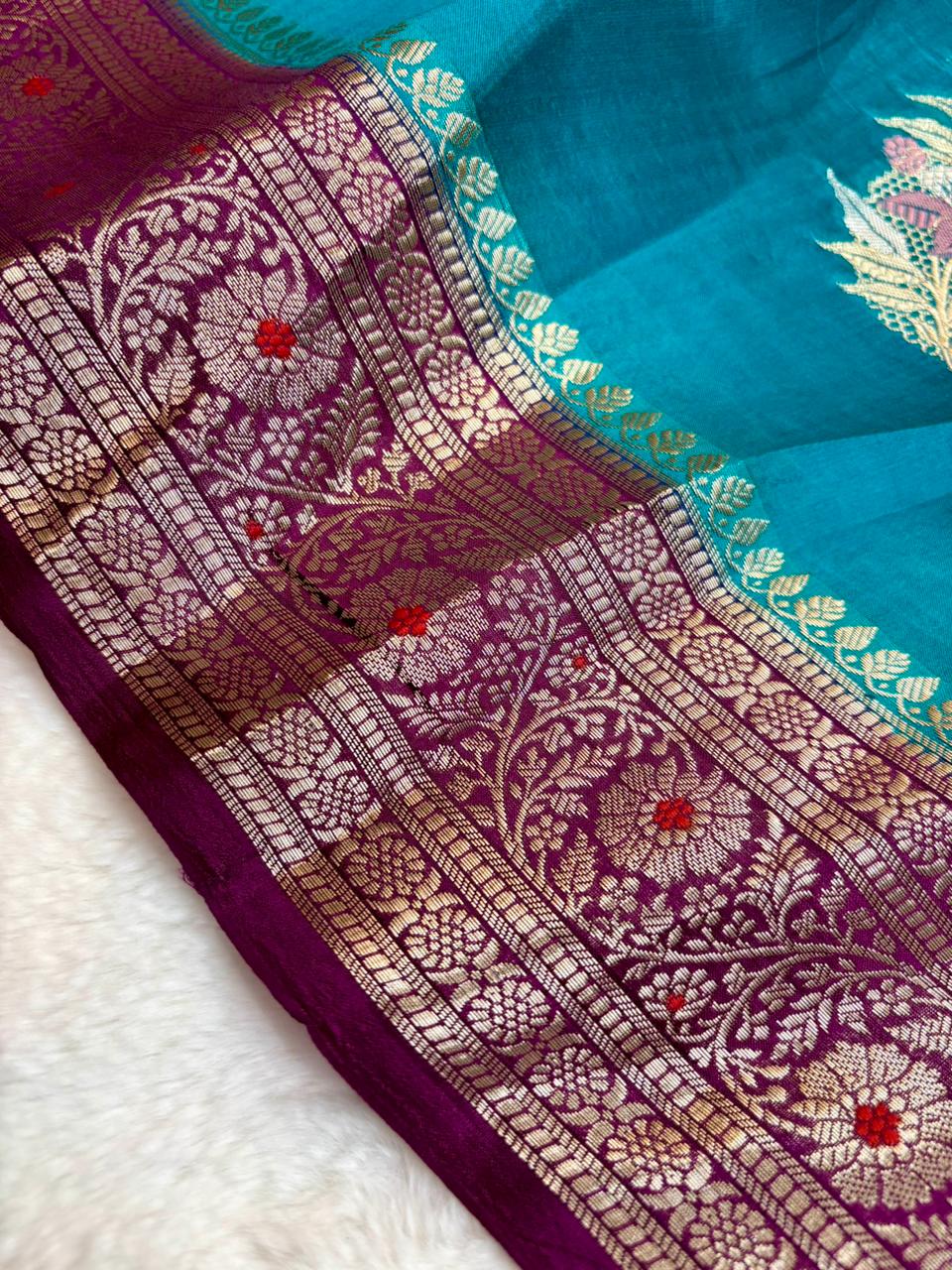 Saree Raw Mango Meenakari Buta