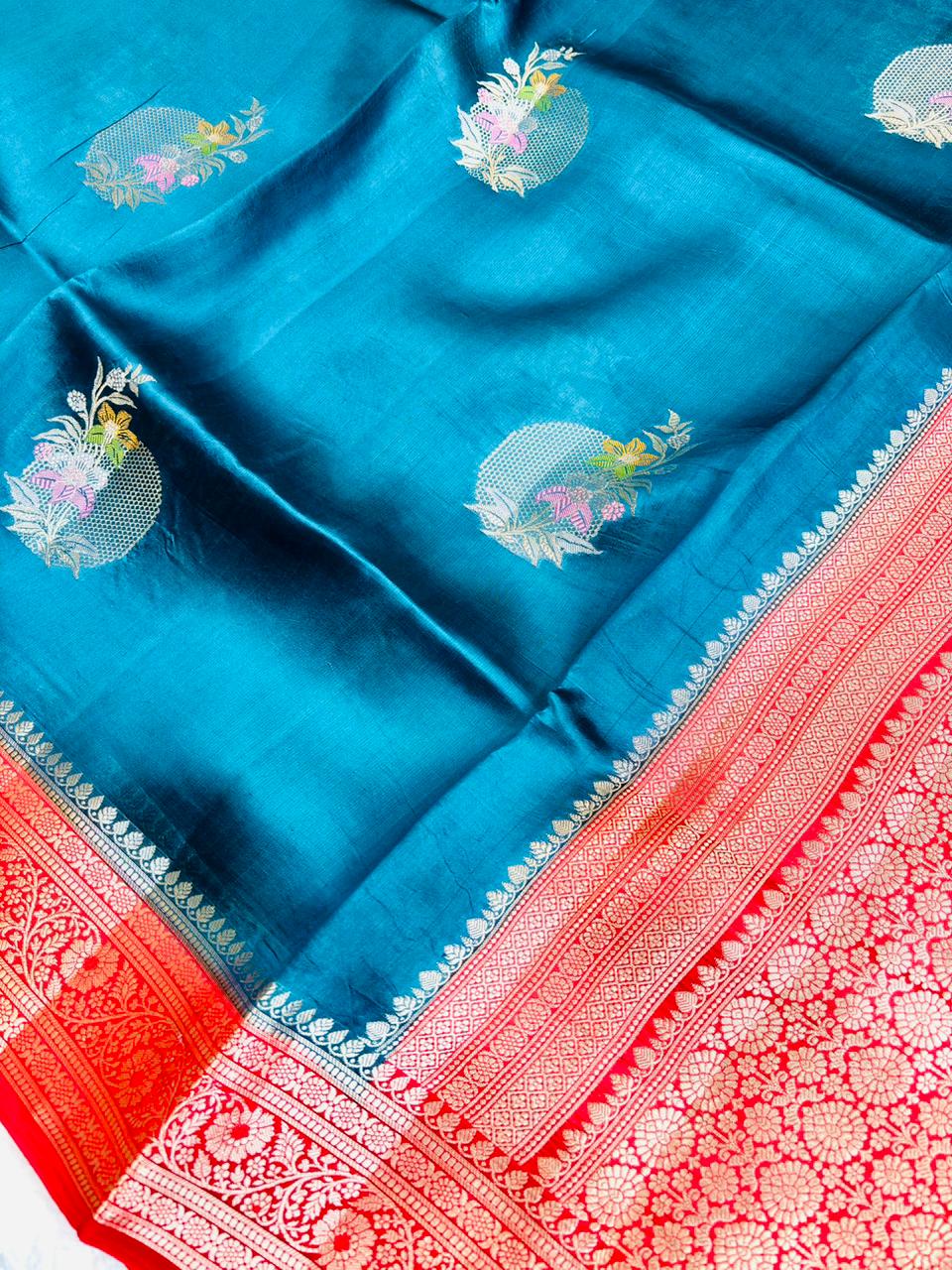 Saree Raw Mango Meenakari Buta