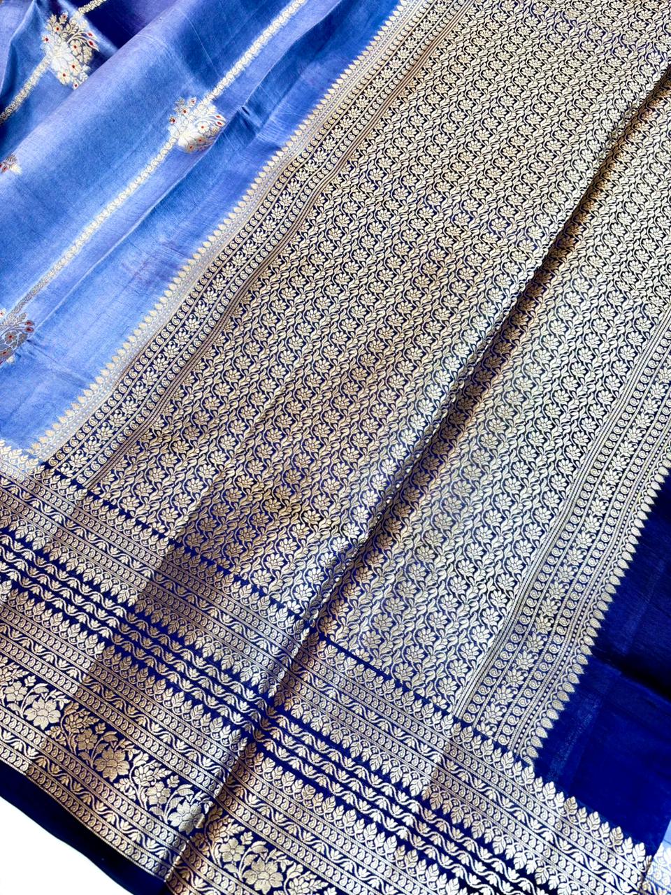 Saree Raw Mango Stripe Buta Meenakari