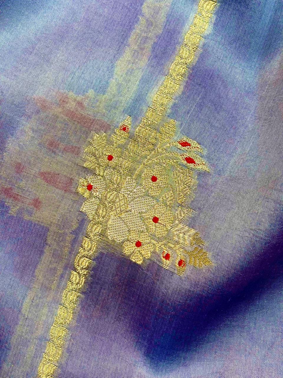 Saree Raw Mango Stripe Buta Meenakari