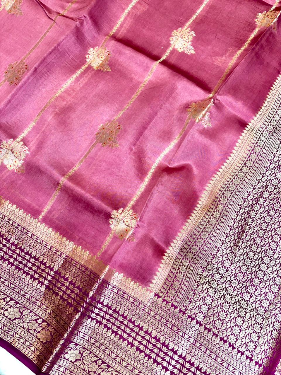 Saree Raw Mango Stripe Buta Meenakari