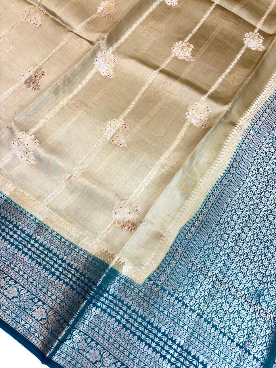 Saree Raw Mango Stripe Buta Meenakari