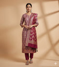 Banarasi Silk Suit-Gajri Pink