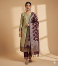 Elegant Green and Purple Banarasi Silk Suit Set