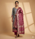Grey & Gajri Pink Banarasi Silk Suit Set