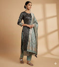 Black & Slate Green Banarasi Silk Suit Set