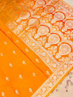 Banarasi Mashru Silk in vibrant orange