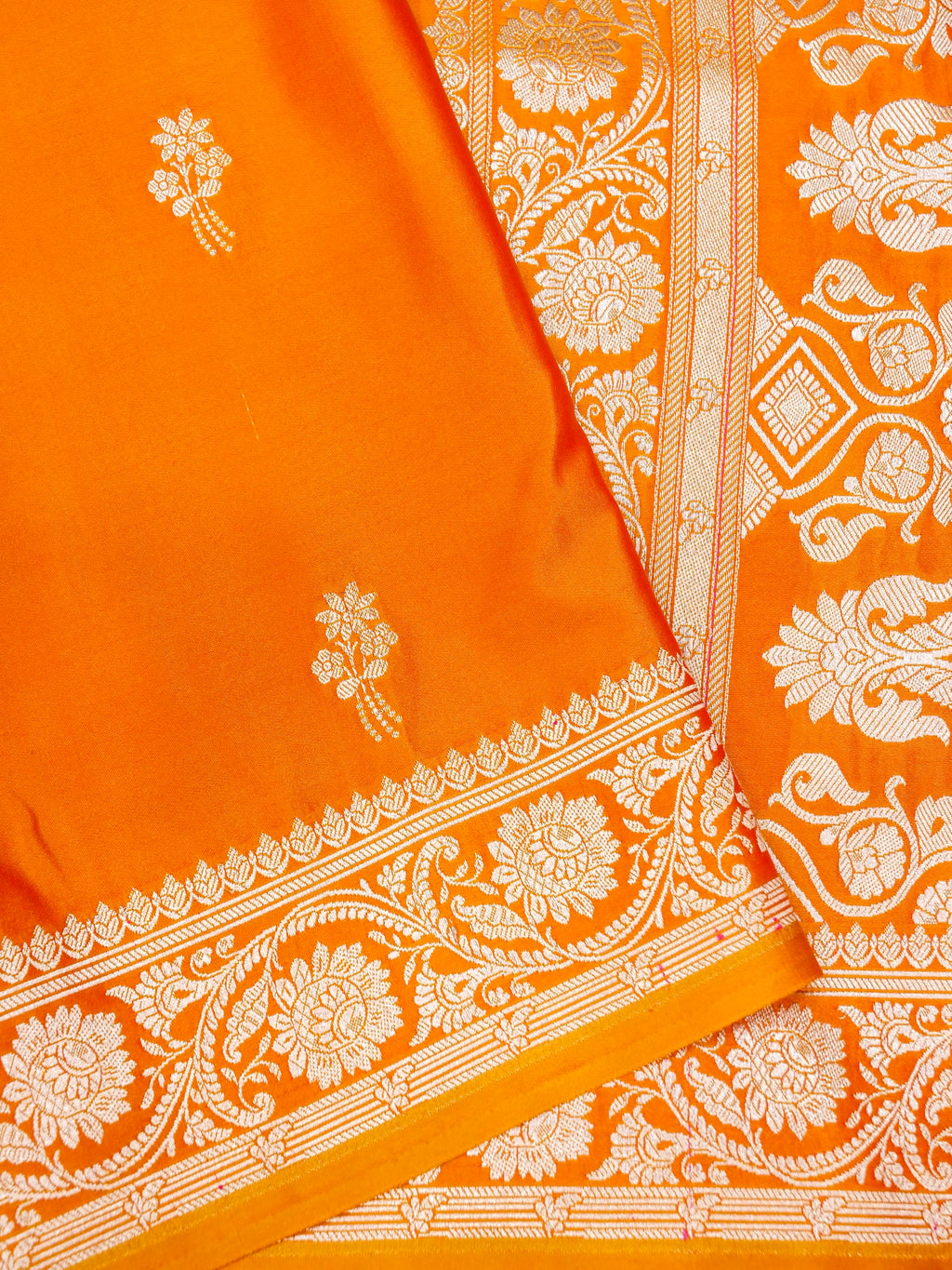 Banarasi Mashru Silk in vibrant orange
