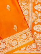 Banarasi Mashru Silk in vibrant orange
