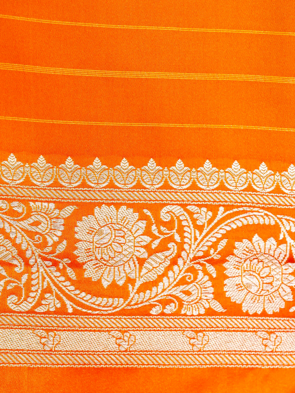 Banarasi Mashru Silk in vibrant orange