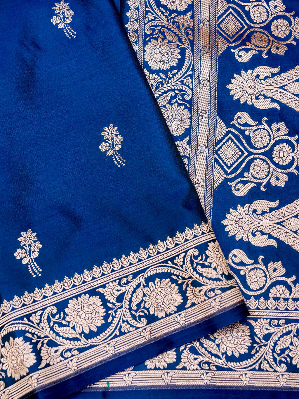 Banarasi Mashru Silk in navy blue