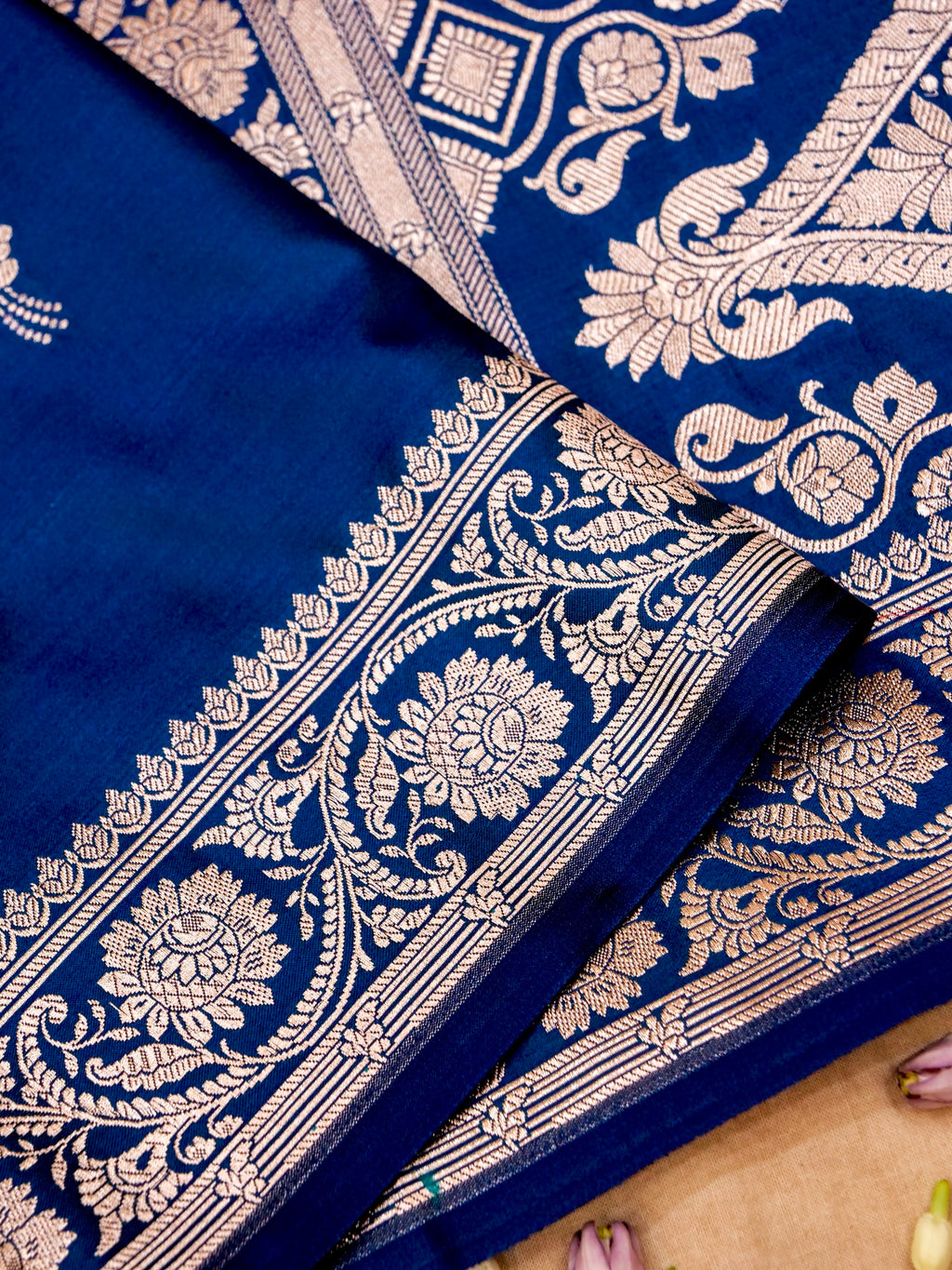 Banarasi Mashru Silk in navy blue