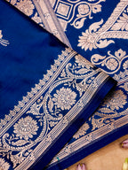 Banarasi Mashru Silk in navy blue