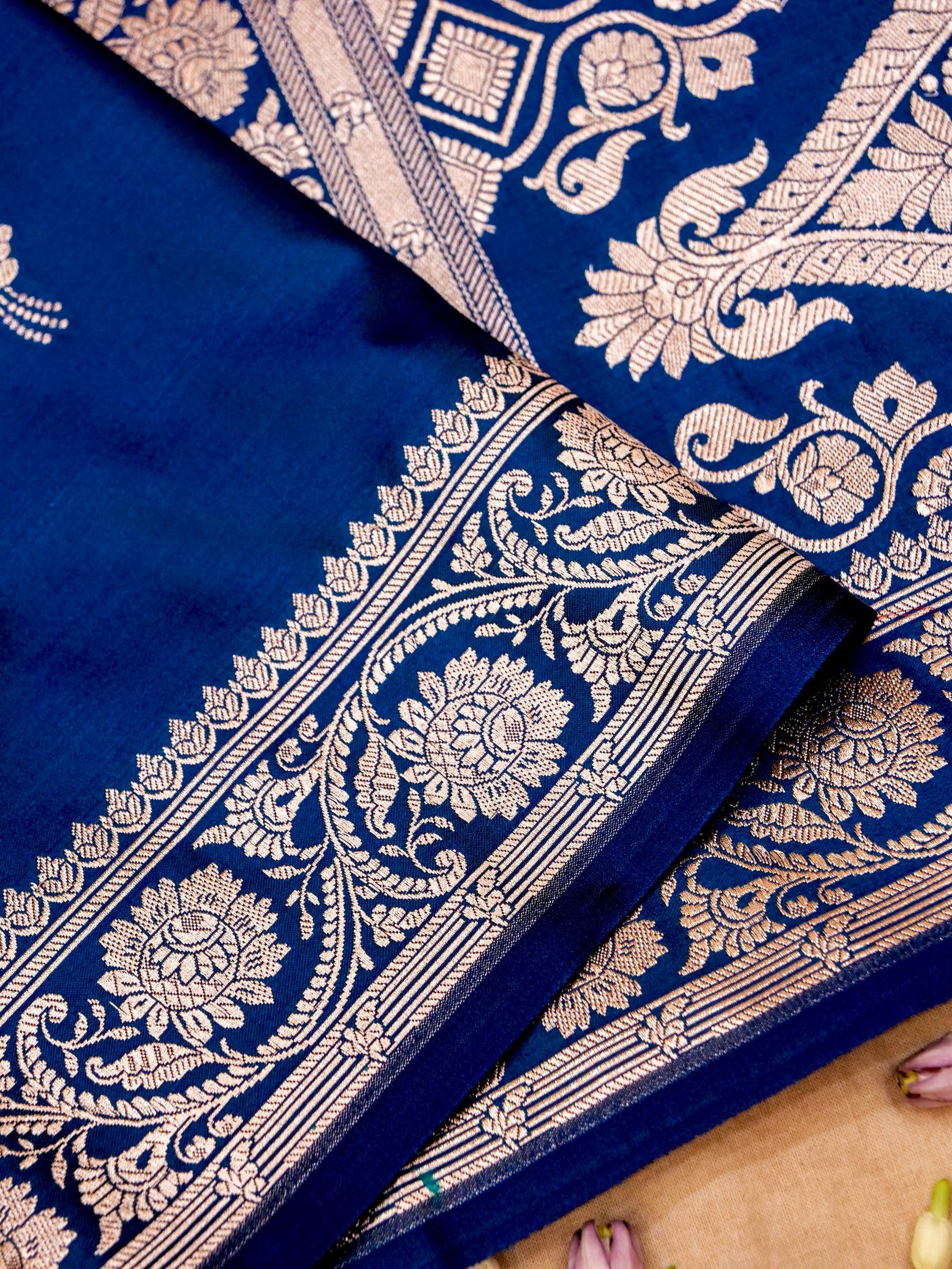 Banarasi Mashru Silk in navy blue