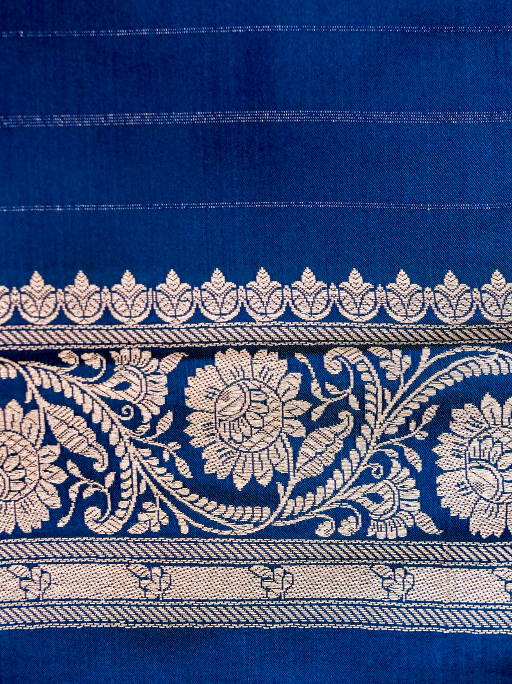 Banarasi Mashru Silk in navy blue