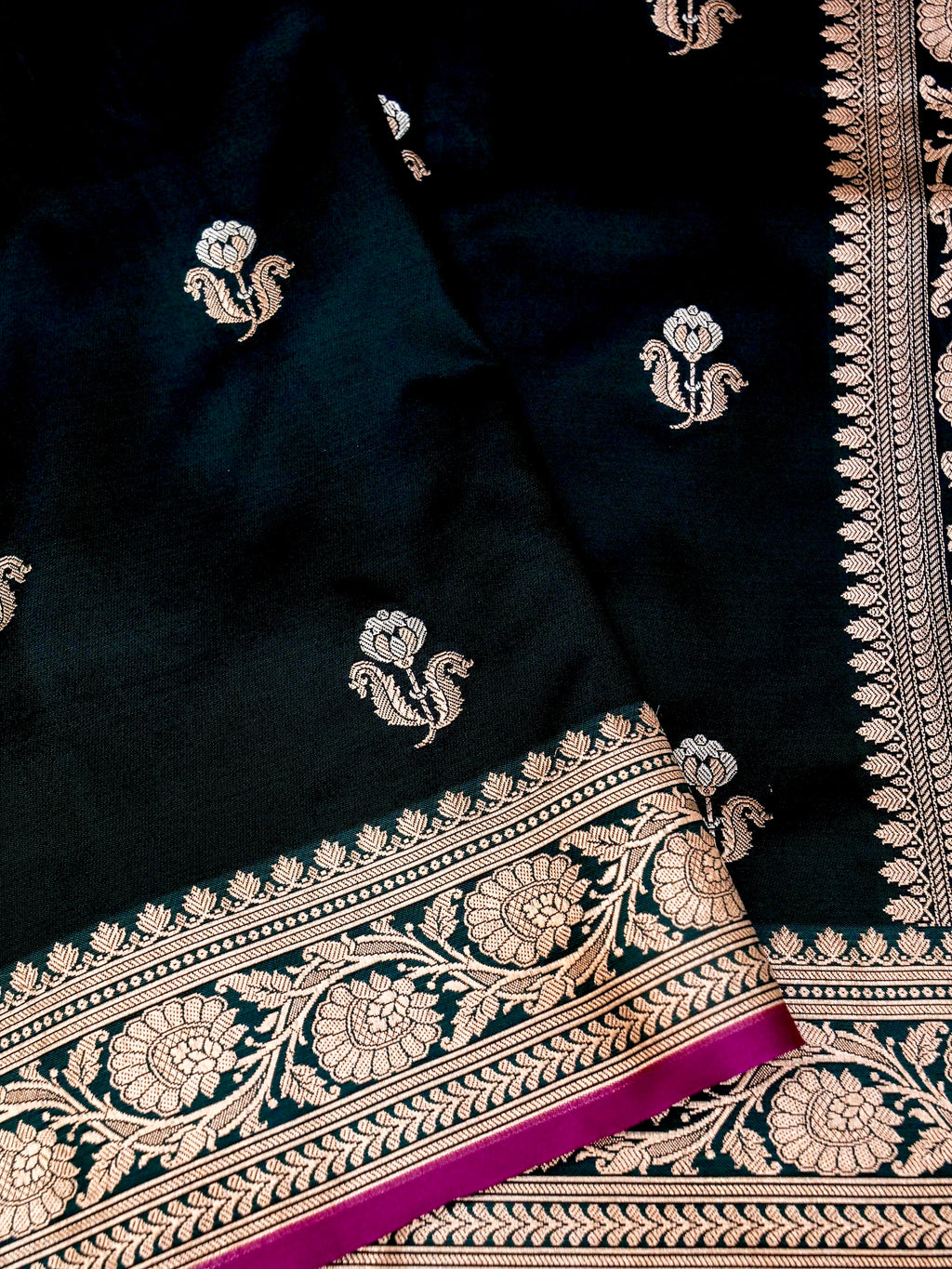Banarasi Mashru Silk in emerald green