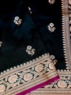 Banarasi Mashru Silk in emerald green