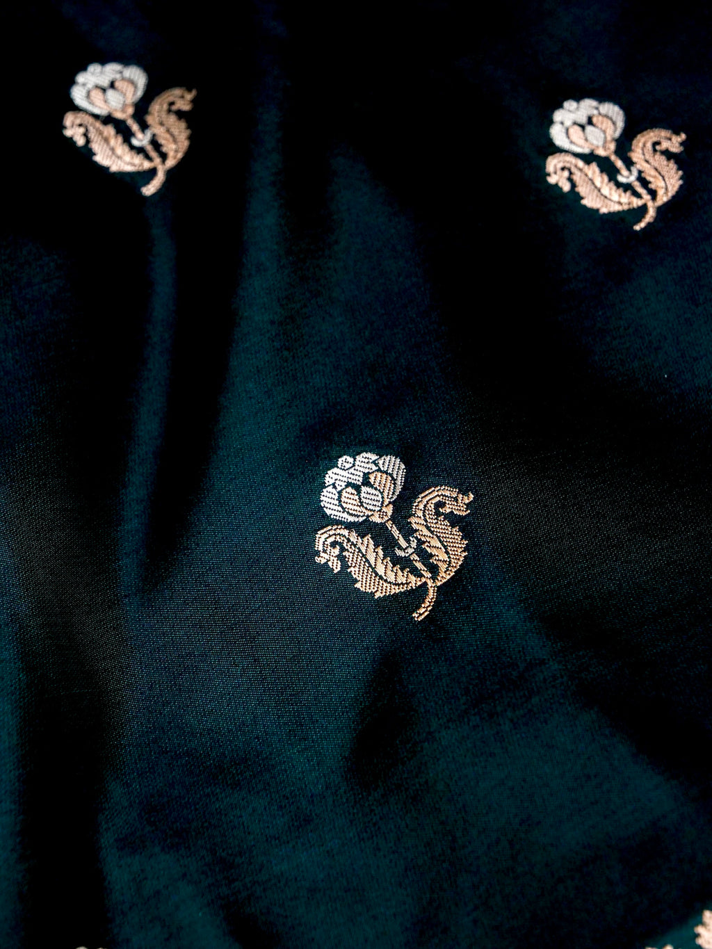 Banarasi Mashru Silk in emerald green