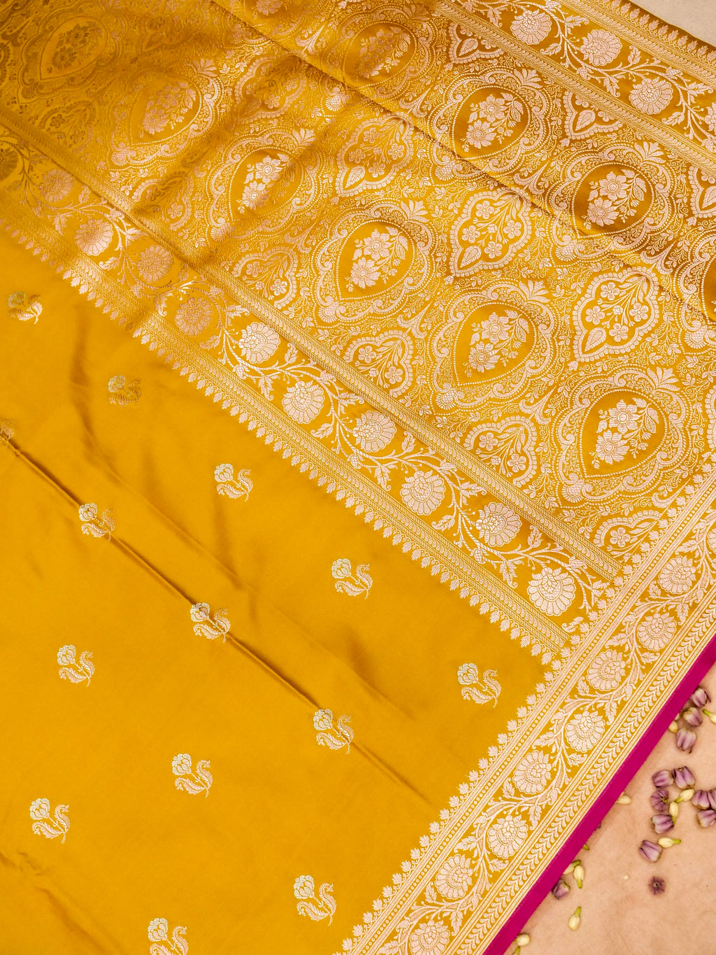 Banarasi Mashru Silk in Yellow