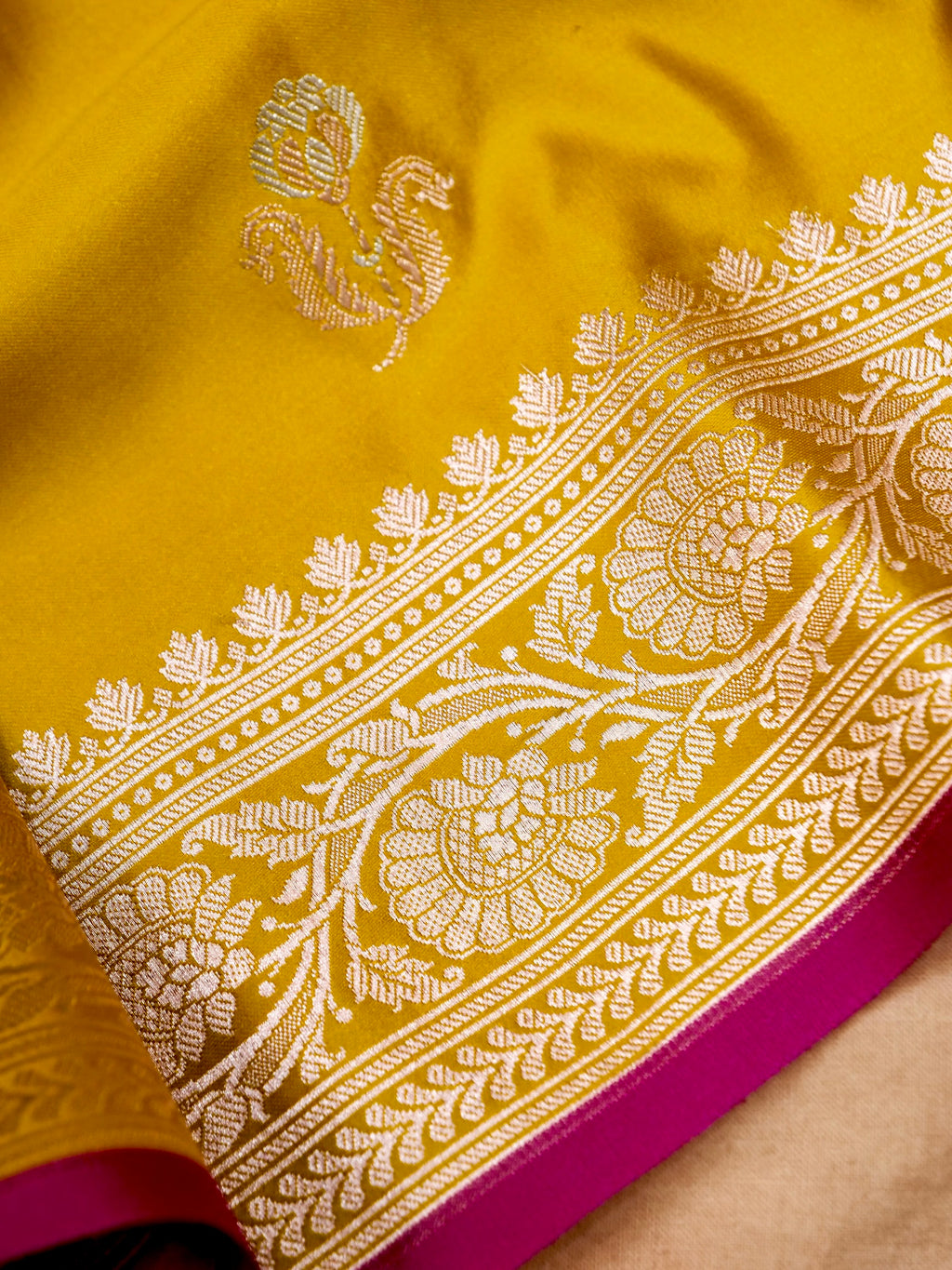 Banarasi Mashru Silk in Yellow