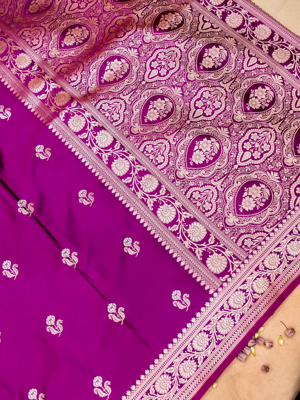 Banarasi Mashru Silk in Magenta