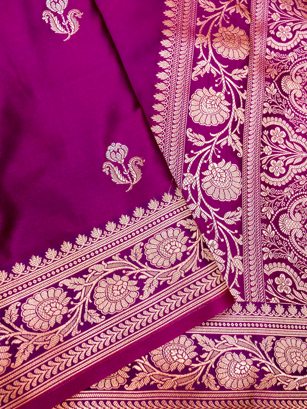 Banarasi Mashru Silk in Magenta