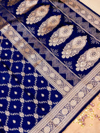 Banarasi Mashru Silk Jall in royal blue