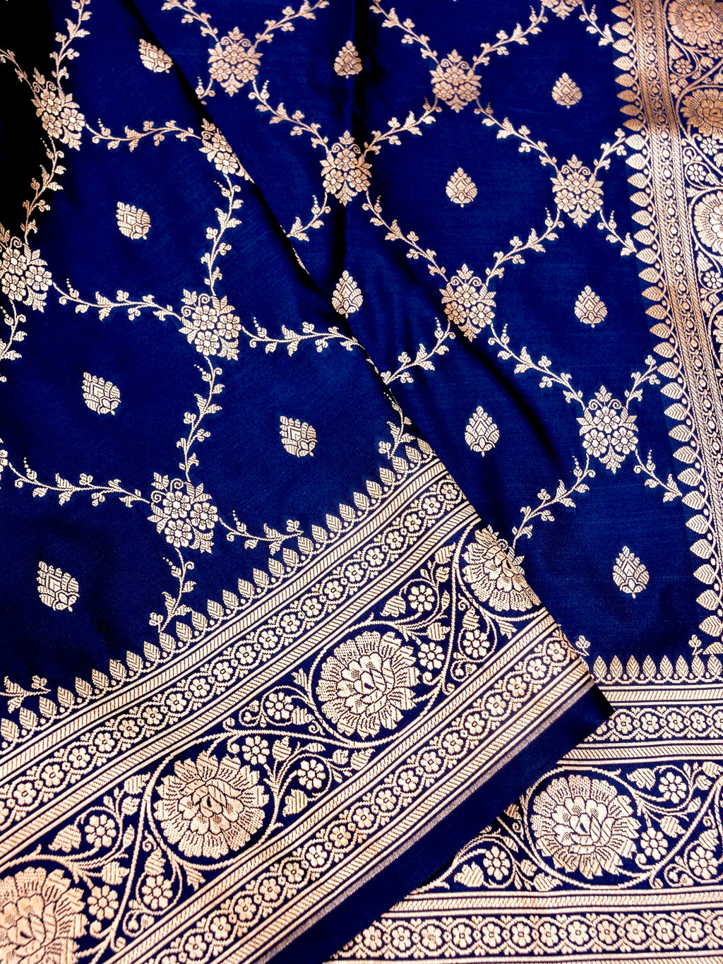 Banarasi Mashru Silk Jall in royal blue