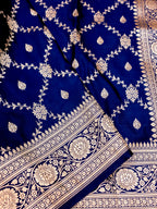 Banarasi Mashru Silk Jall in royal blue