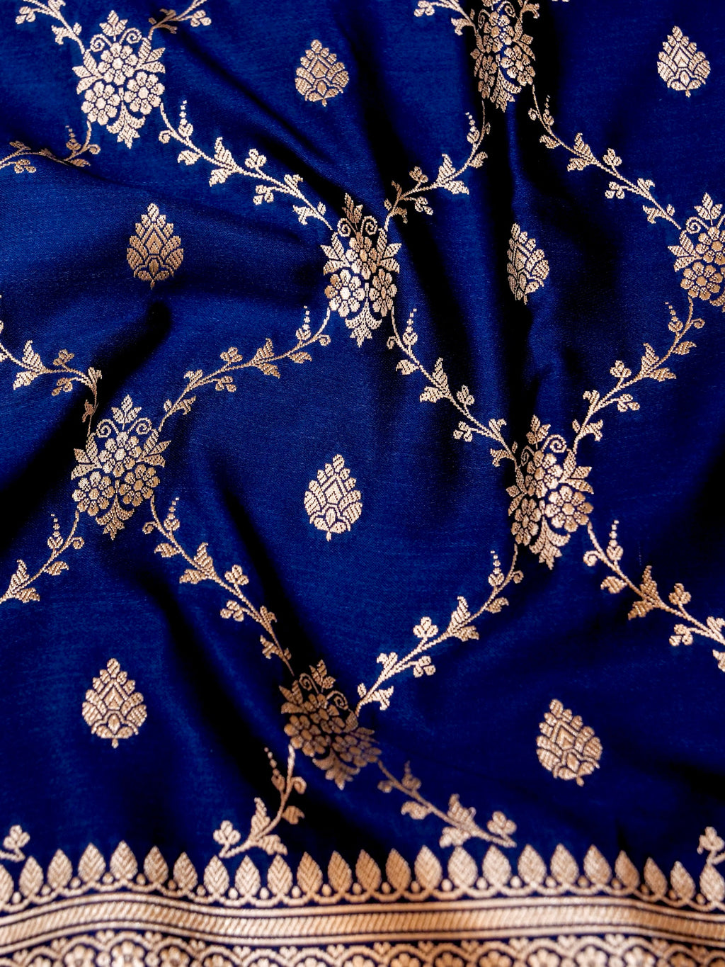 Banarasi Mashru Silk Jall in royal blue