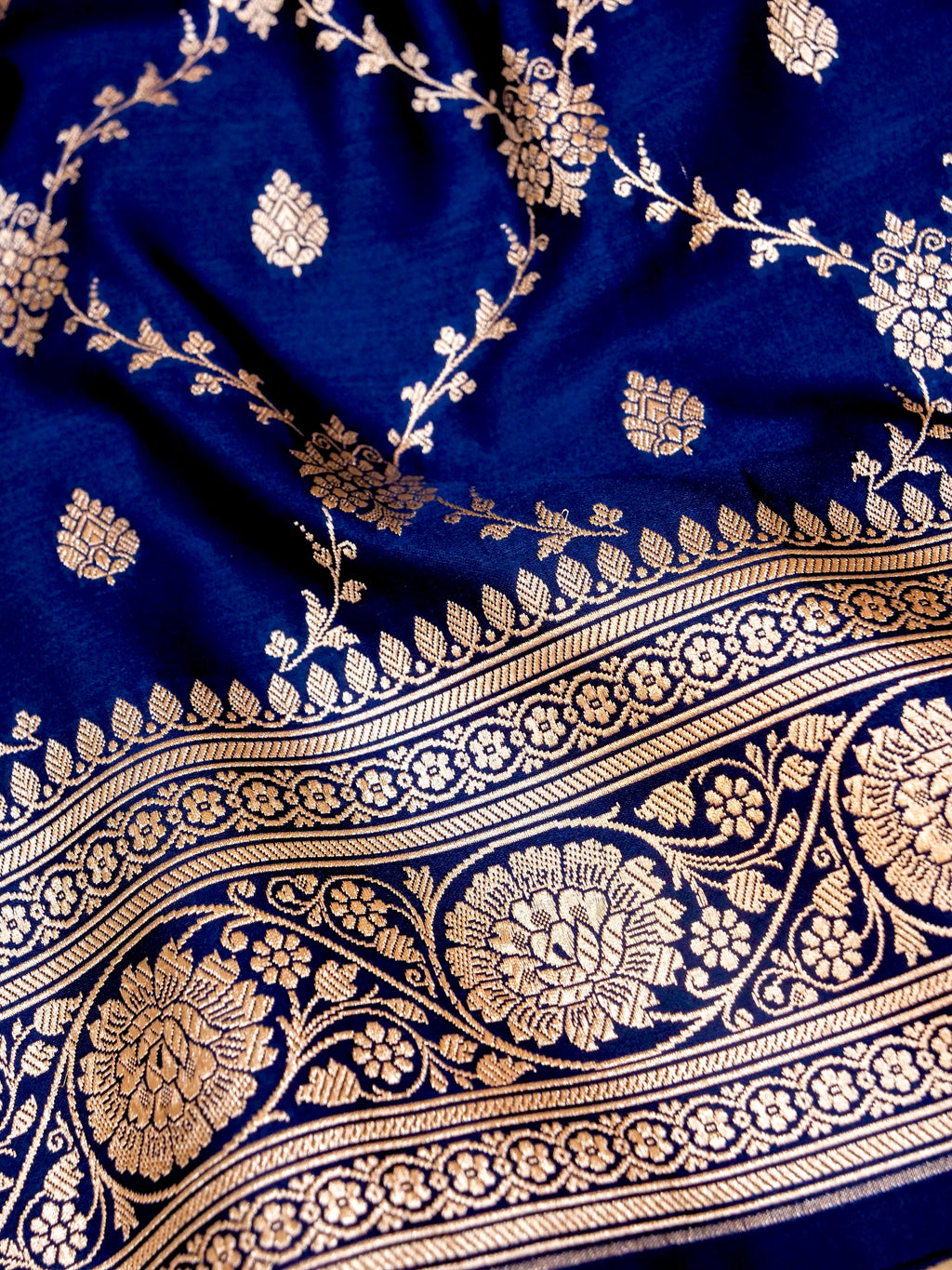 Banarasi Mashru Silk Jall in royal blue