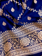 Banarasi Mashru Silk Jall in royal blue