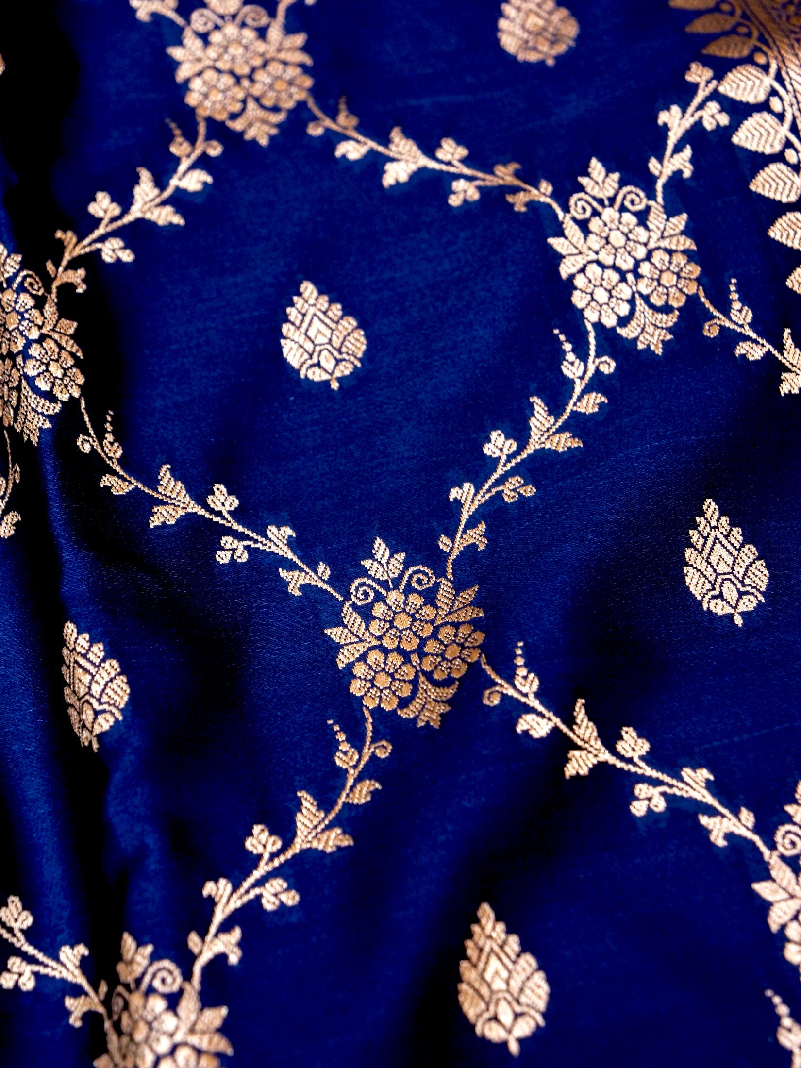 Banarasi Mashru Silk Jall in royal blue