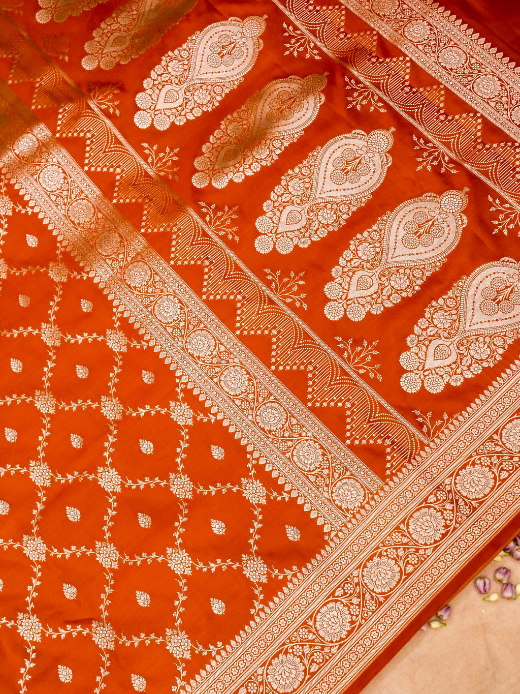 Banarasi Mashru Silk Jall in orange