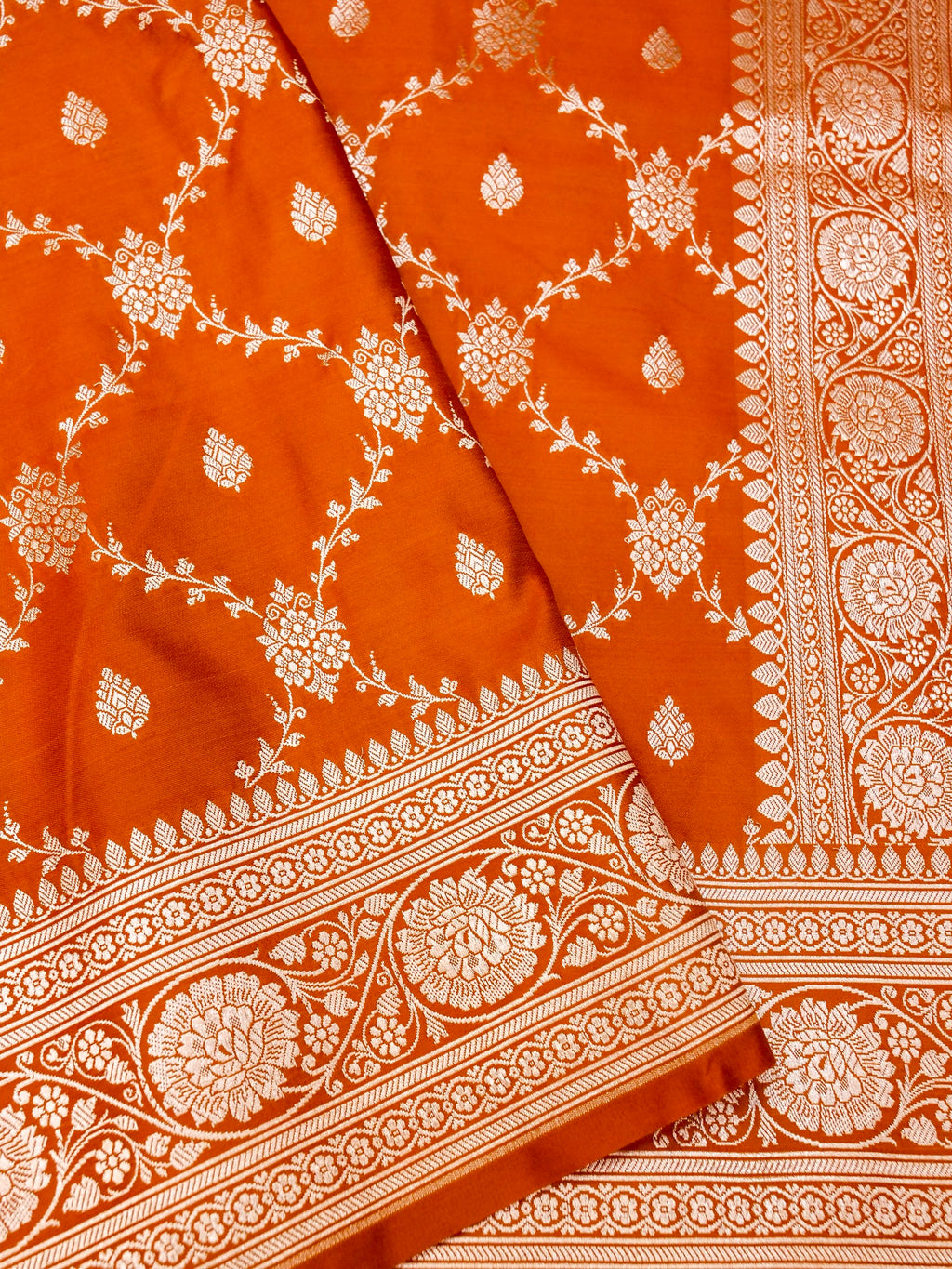 Banarasi Mashru Silk Jall in orange