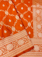 Banarasi Mashru Silk Jall in orange