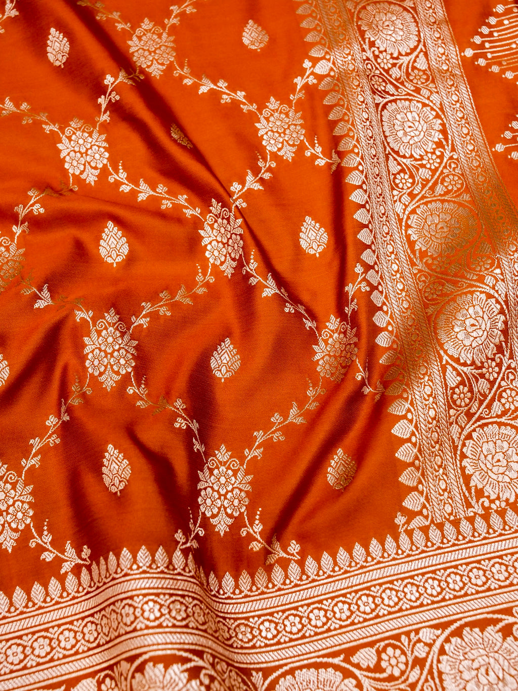 Banarasi Mashru Silk Jall in orange