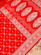 Banarasi Mashru Silk Jall in vibrant red