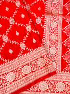 Banarasi Mashru Silk Jall in vibrant red
