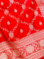 Banarasi Mashru Silk Jall in vibrant red