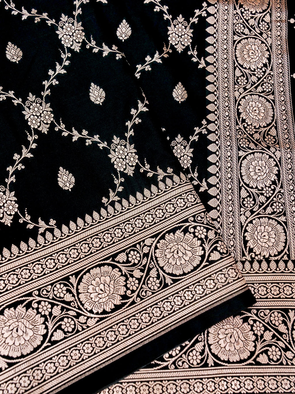 Banarasi Mashru Silk Jall in black