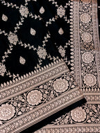 Banarasi Mashru Silk Jall in black