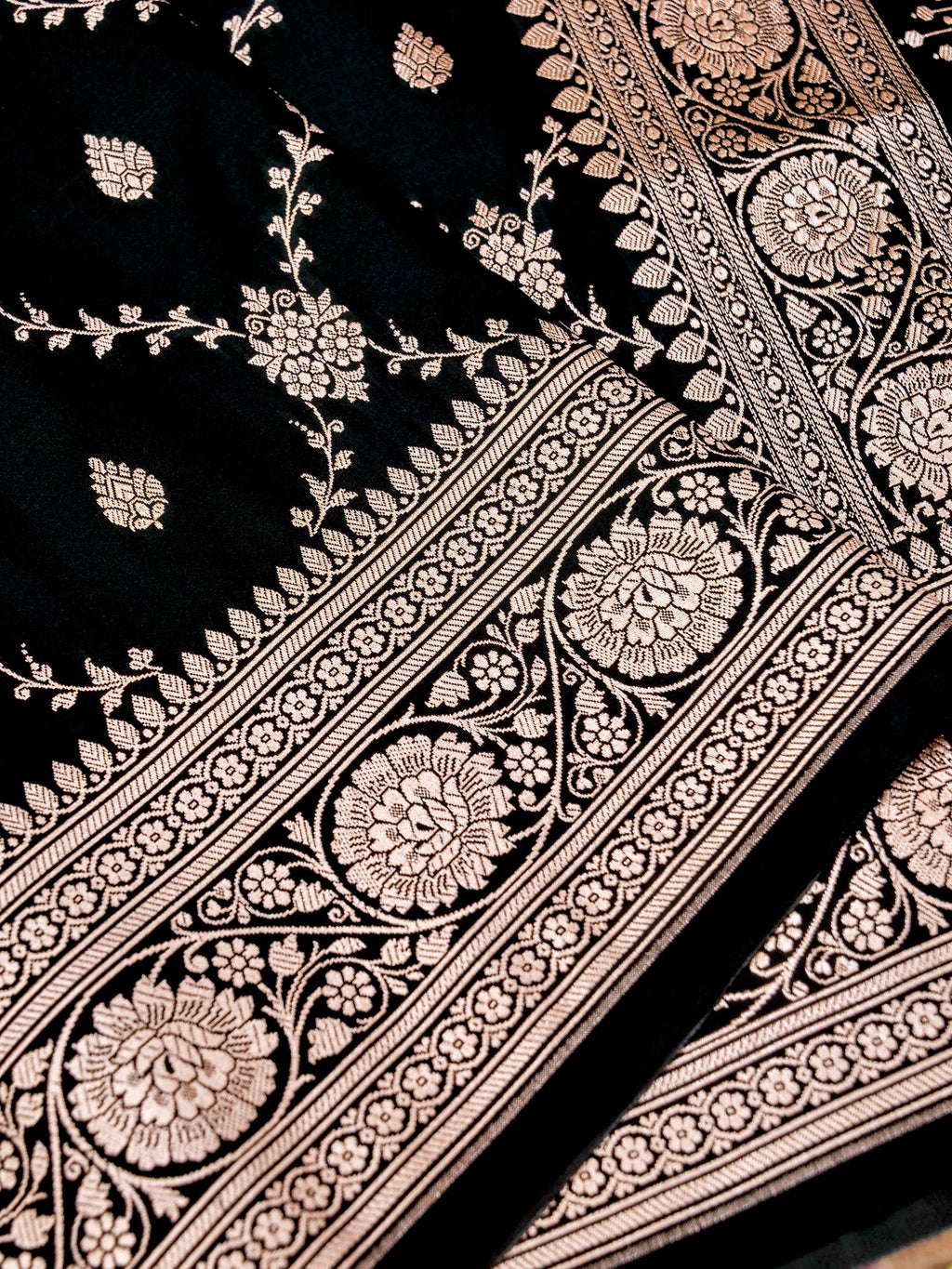 Banarasi Mashru Silk Jall in black