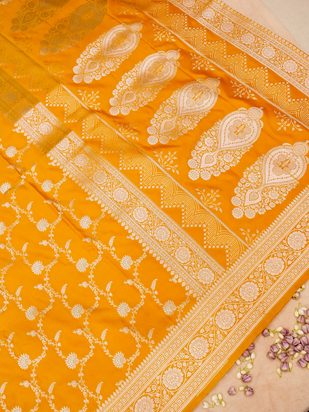 Banarasi Mashru Silk Jall in yellow
